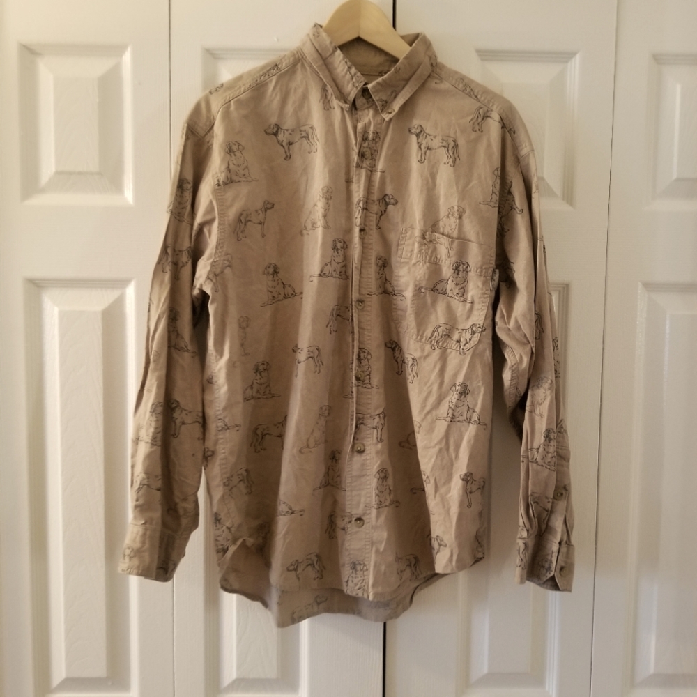 Woolrich Labrador Retriever Button Down Shirt Sz Medium Outdoors Hunting Lab Dog